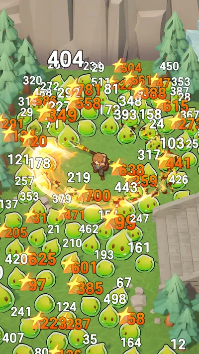 FANTASYxHUNTERS gameplay: fighting a swarm of slimes
